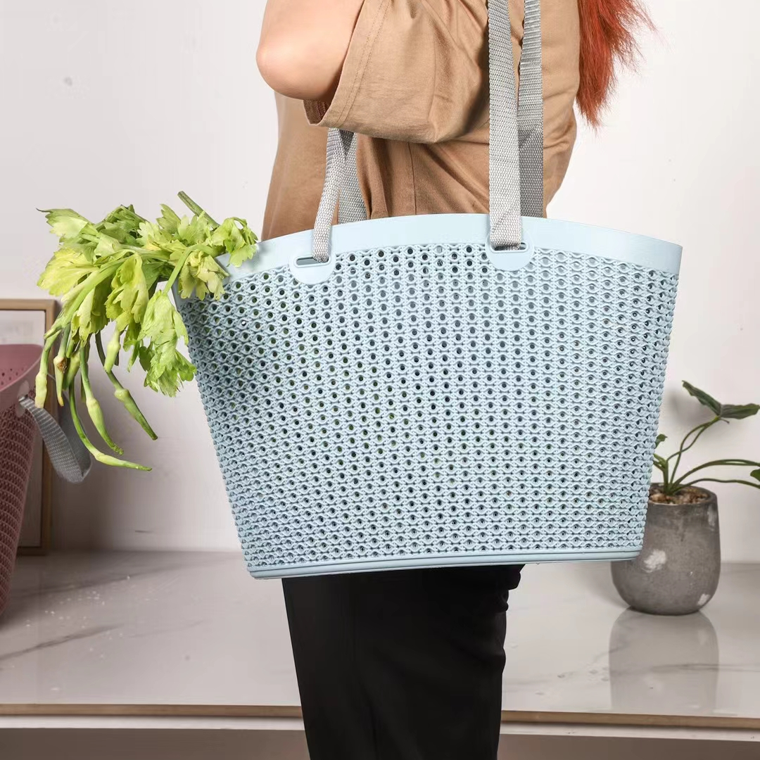 菜篮子手提篮鲜花购物篮便携式厨房蔬菜收纳篮塑料买菜收纳筐蓝子