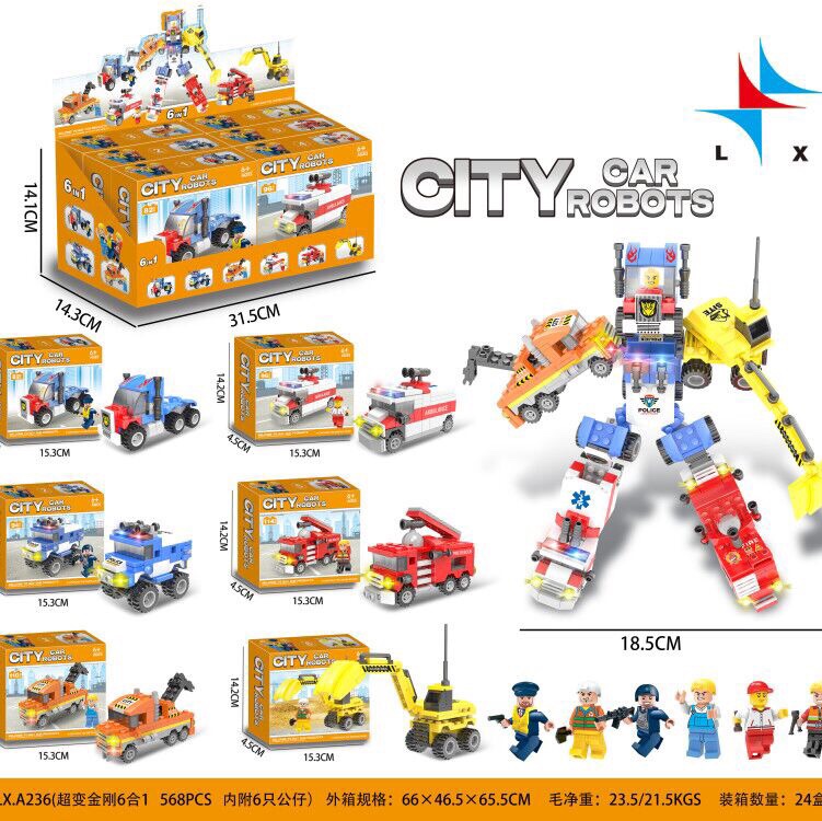 LX.A236 Super Transformers 6-in-1 Transformable Autobots (Containing 6 figurines) 568 particles