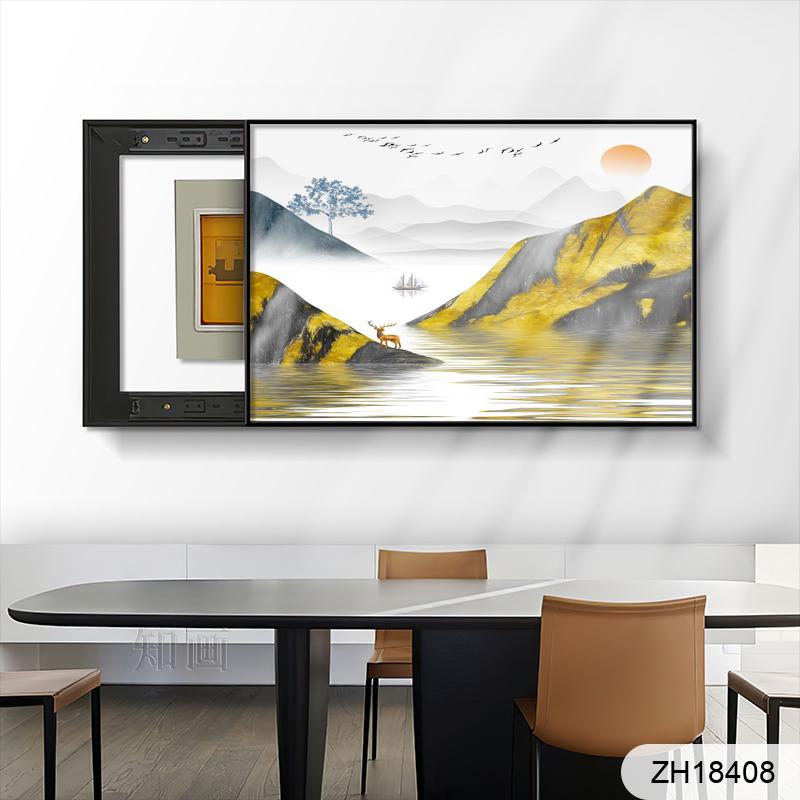 Modern simple hand-painted gold decorative painting electricity meter decorative painting dining room living room electricity meter box