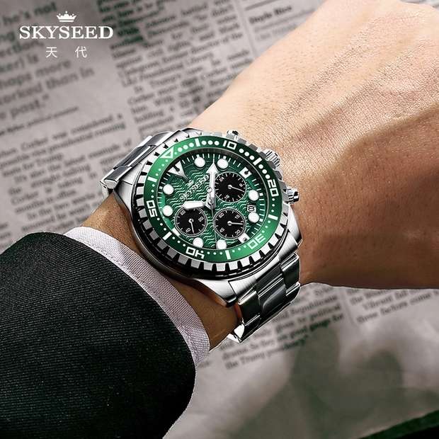 Tian Dai Men's Quartz watch with wave pattern Submariner quartz men's wristwatch detail image 4