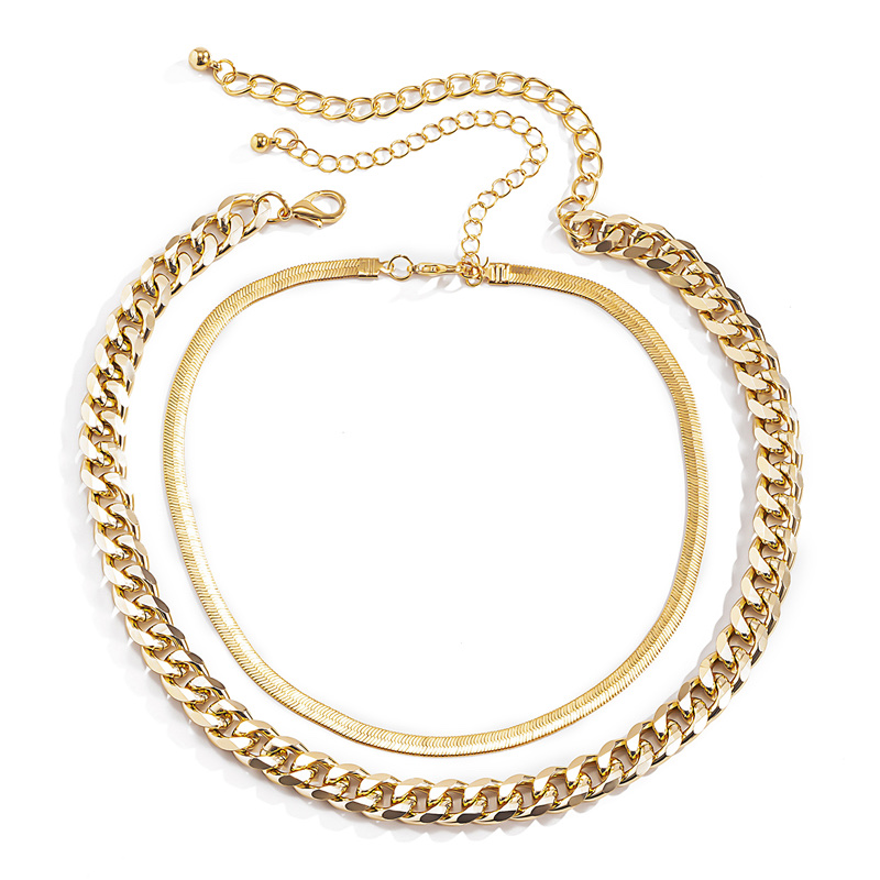 European and American multi-layer three-piece set, Cuban necklace, choker fashion design, street style women's clothing accessories detail image 3