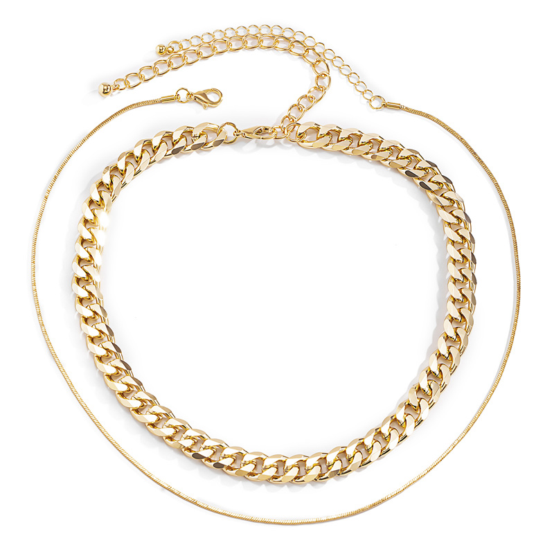 European and American multi-layer three-piece set, Cuban necklace, choker fashion design, street style women's clothing accessories detail image 5