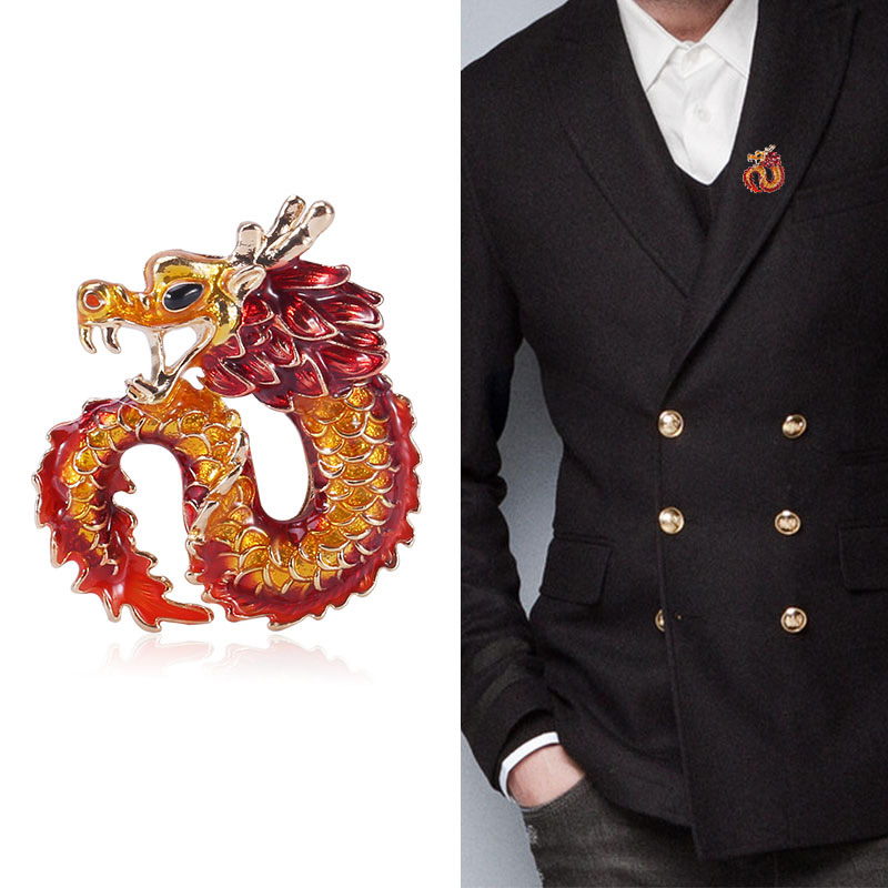 Chinese trend products: 12 zodiac dragon brooches, men's corsages, suit jackets, clothing pins and accessories Specification image