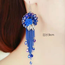 2021 C5 Fashion accessories Bohemian fringe earrings exaggerated European and American crystal earrings long thin