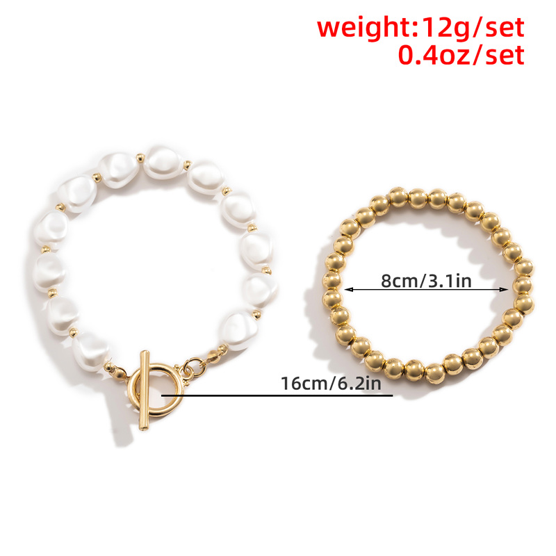 OT buckle Baroque pearl bead two-piece bracelet set, stacked and worn, simple and handcrafted gift for two best friends pic 9