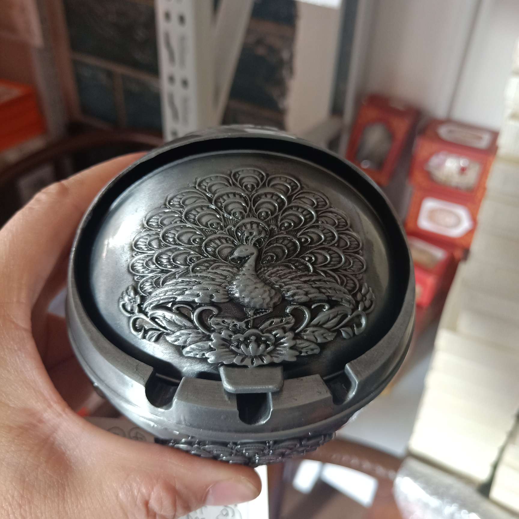 金属球形烟灰缸书房客厅摆件迷你防风防灰烟灰缸详情图3