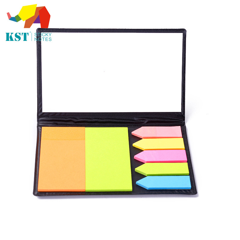 厂里直销办公文具白色荧光色彩色便签纸便签盒PU记事贴套装厂家批发产品图