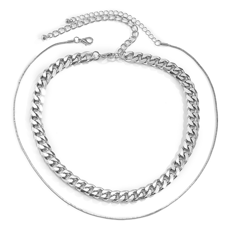 European and American multi-layer three-piece set, Cuban necklace, choker fashion design, street style women's clothing accessories detail image 6