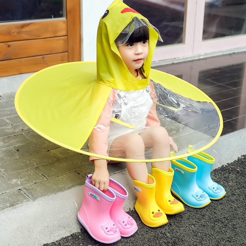 Little Yellow duck flying saucer cap, rainproof children's creative rain cap, Douyin flying saucer umbrella raincoat, fishing umbrella, baby raincoat