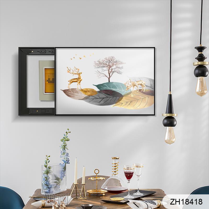 Modern simple hand feather hanging painting decorative painting electricity meter decorative painting restaurant living room electricity meter box