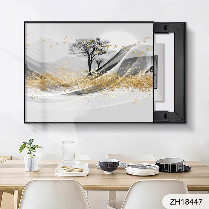 北欧简约轻奢抽何大理石橙色拼接千鸟格电表箱