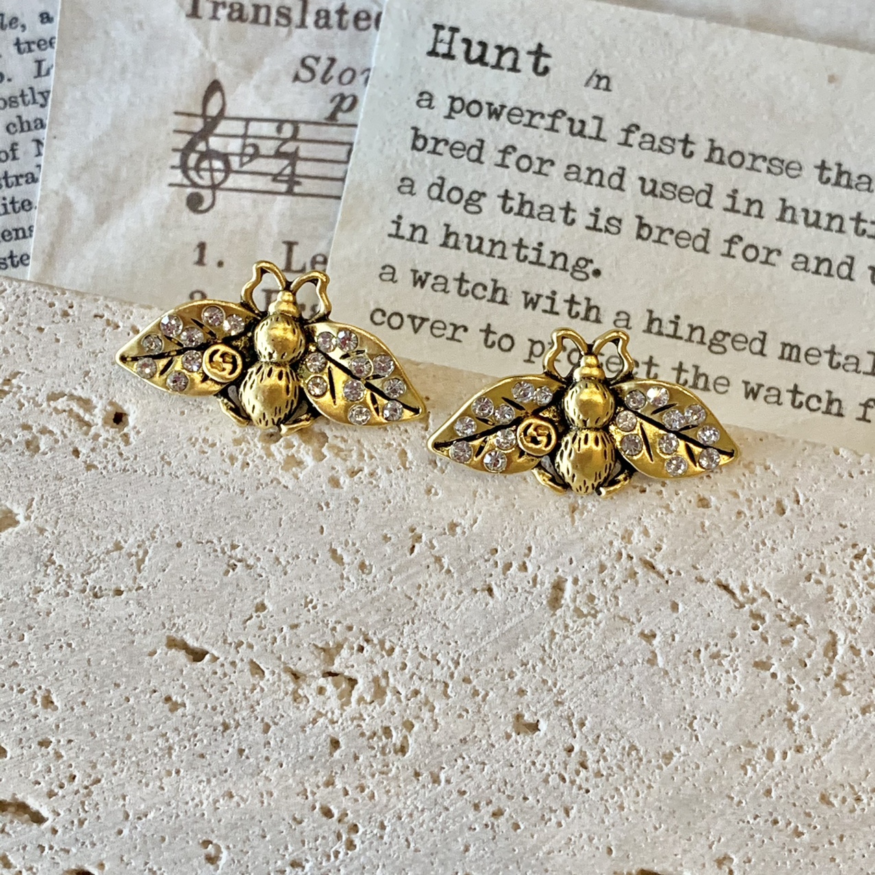 复古vintage镶钻蜜蜂耳环图