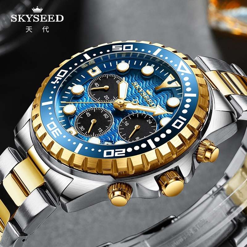 Tian Dai Men's Quartz watch with wave pattern Submariner quartz men's wristwatch detail image 2