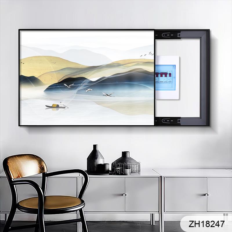 现金色羽毛挂画装饰画电表装饰画餐厅客厅电表箱