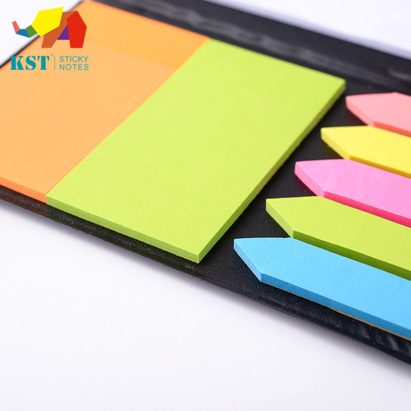 厂里直销办公文具白色荧光色彩色便签纸便签盒PU记事贴套装厂家批发白底实物图