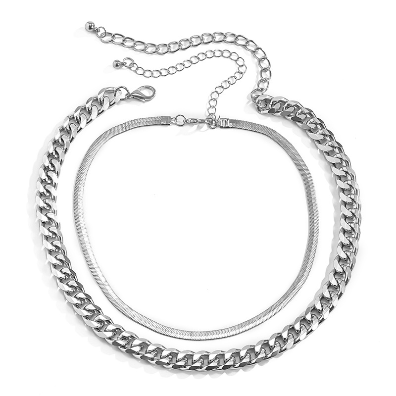 European and American multi-layer three-piece set, Cuban necklace, choker fashion design, street style women's clothing accessories detail image 4