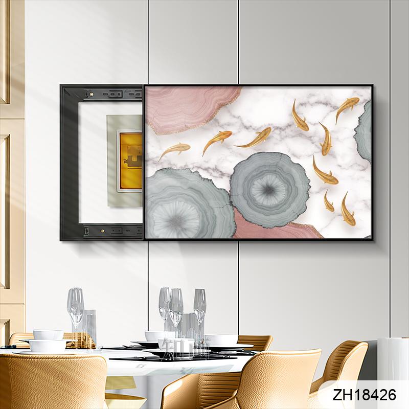 Modern simple hand-painted gold decorative painting electricity meter decorative painting restaurant living room electricity meter box