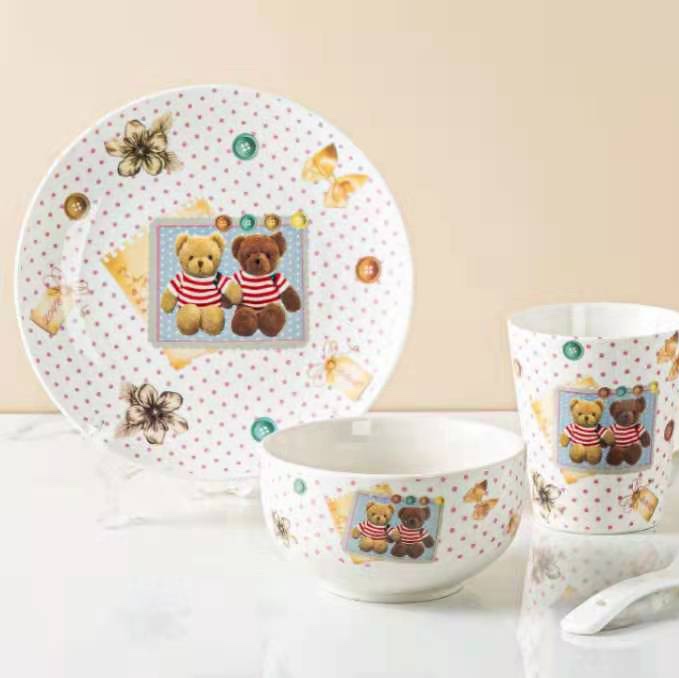 The same style of home macaron ceramic children's set, home breakfast cup, coffee set and children's breakfast supplies as those on Douyin