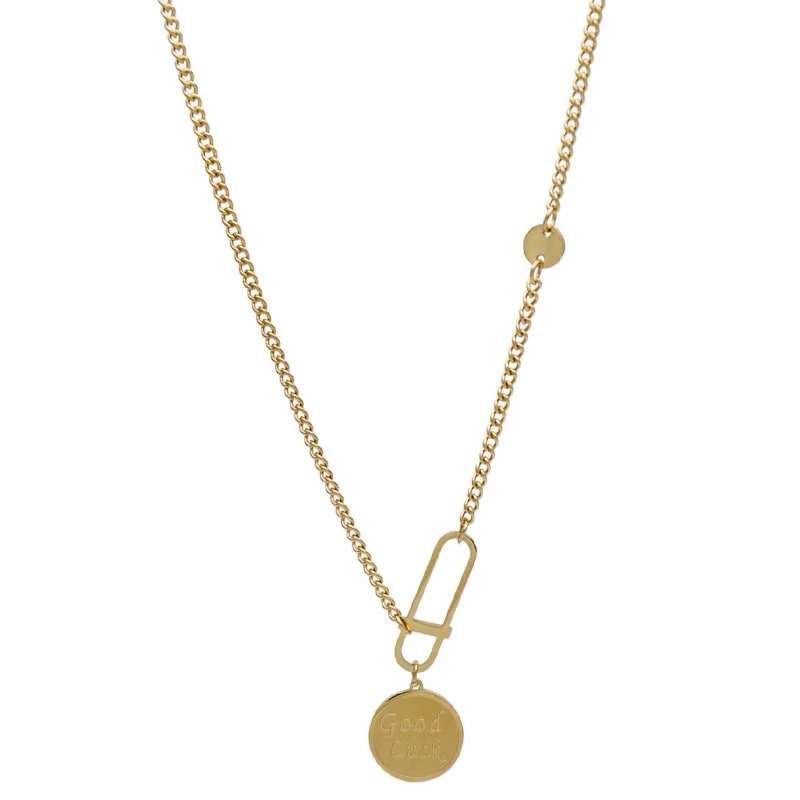 The popular autumn and winter simple lucky gold coin sweater chain long and versatile necklace with Jieya steel jewelry detail image 4
