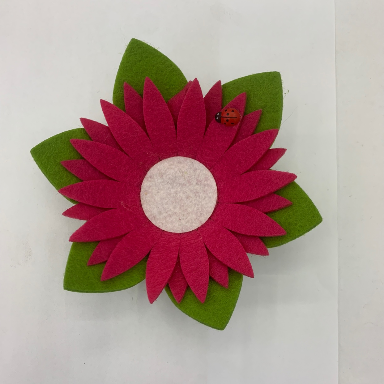 Small sunflower plate, non-woven felt fabric, ladybug rose red