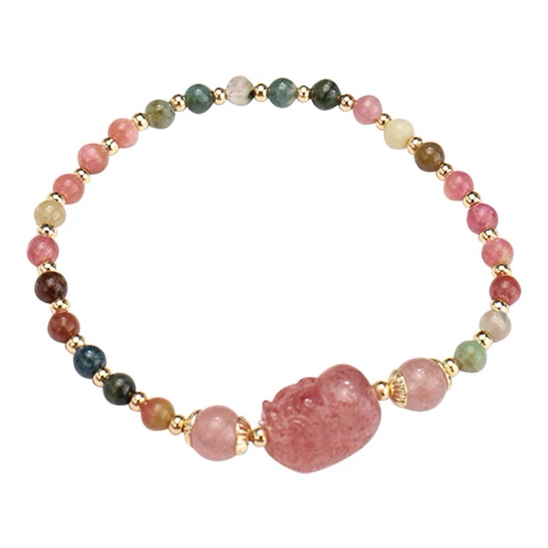 Korean version bracelet garnet tourmaline moonstone hand string brave strawberry crystal bracelet jewelry woman