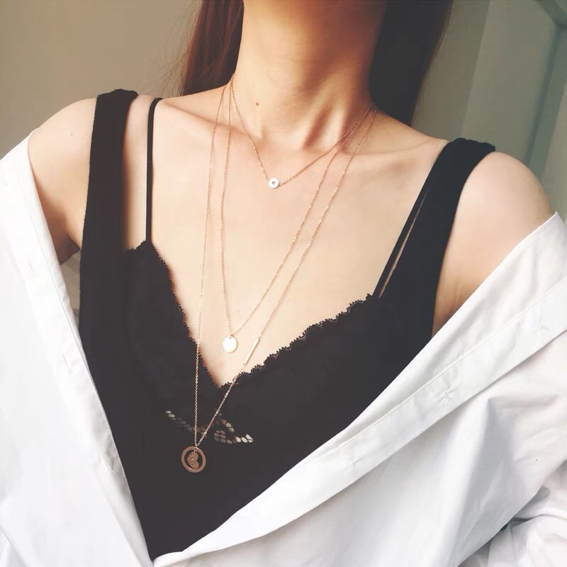 A simple and lucky sweater chain for autumn and winter, a versatile necklace with Jaya steel jewelry