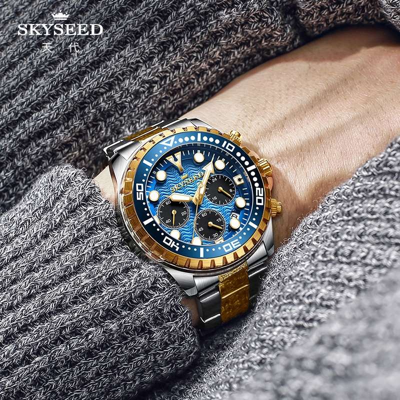 Tian Dai Men's Quartz watch with wave pattern Submariner quartz men's wristwatch details Picture
