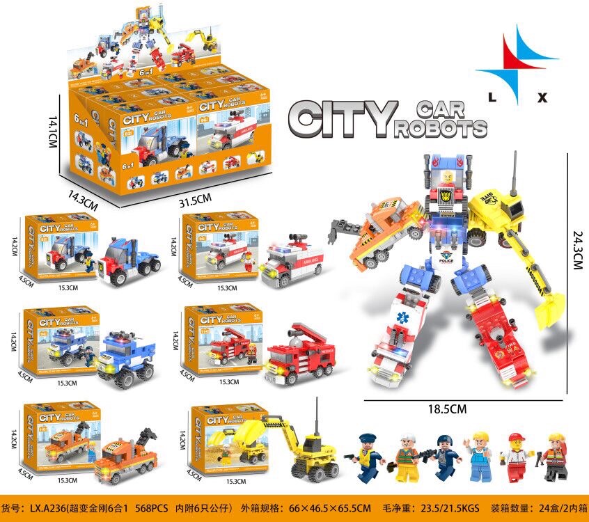 LX.A236 Super Transformers 6-in-1 Transformable Autobots (Containing 6 figurines) 568 particles detail image 1