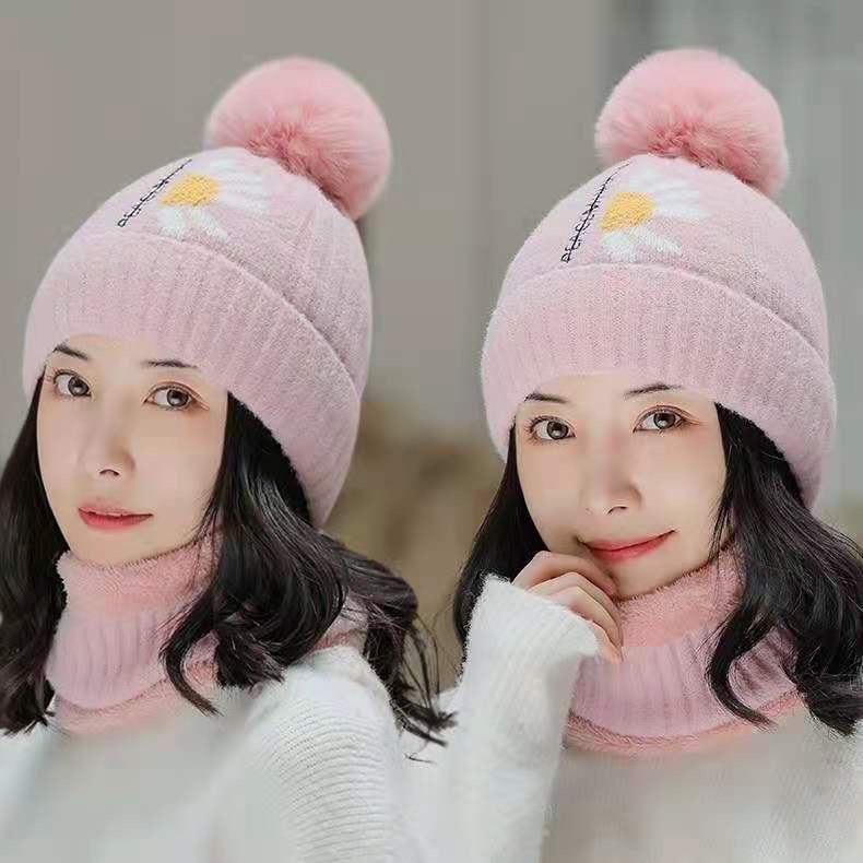 Sombrero de dinero doble sombrero completo de la industria venta directa de la fábrica sombrero de lana de las mujeres moda de otoño e invierno versión coreana lindo sombrero de punto versátil cálido y engrosado cuello protector de oído