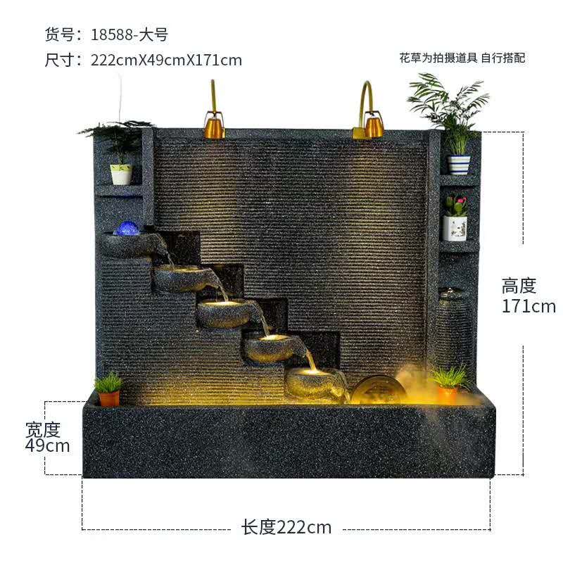 葛工艺庭院流水摆件阳台鱼池造景顶楼花园装饰布置景观鱼缸喷泉雾化加湿器爆款7279-155