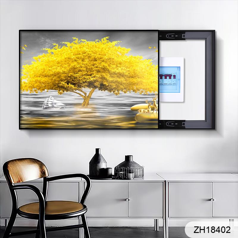 Modern simple hand hanging painting electricity meter decorative painting restaurant living room electricity meter box