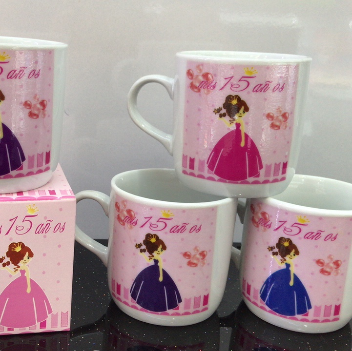 A 15-year-old girl gift cup from South America, the same style as Douyin's popular home macaron girl ceramic children's set, home breakfast cup coffee set