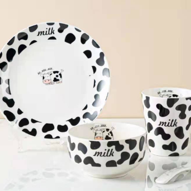 The same style of home macaron ceramic children's set and home cow breakfast cup coffee set as the popular Douyin Internet celebrity