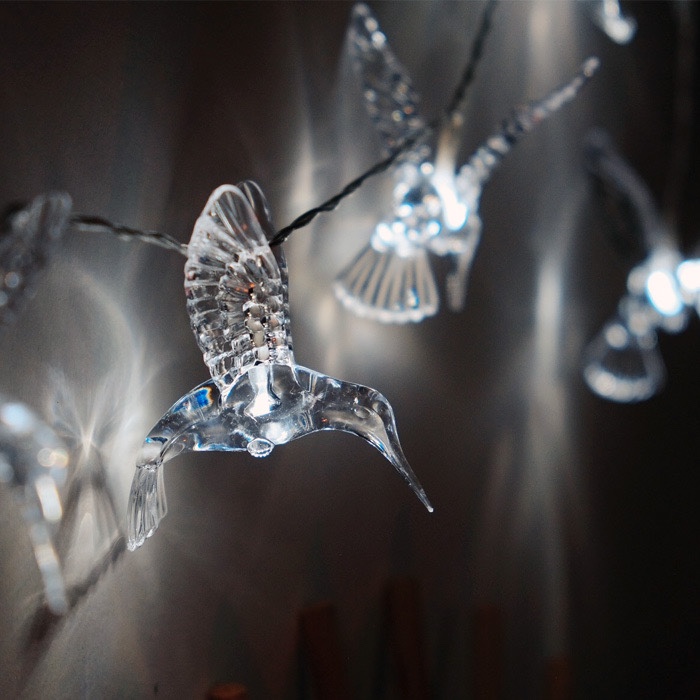 Bird bird light string Christmas holiday room bedroom outdoor decoration modeling light hummingbird pendant solar color light 3m 20 light white light battery