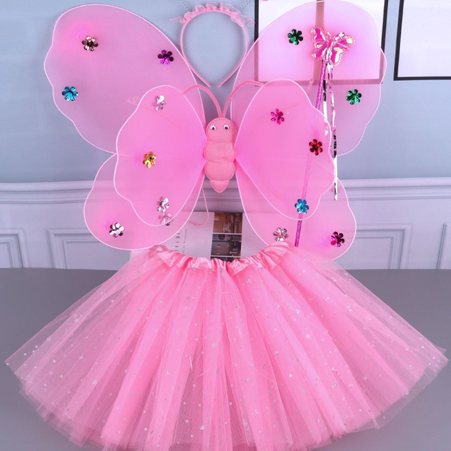 Angel Little Girl Back Glowing children's butterfly wings Back Girl Fairy Accessories Baby Magic Wand Prop 8