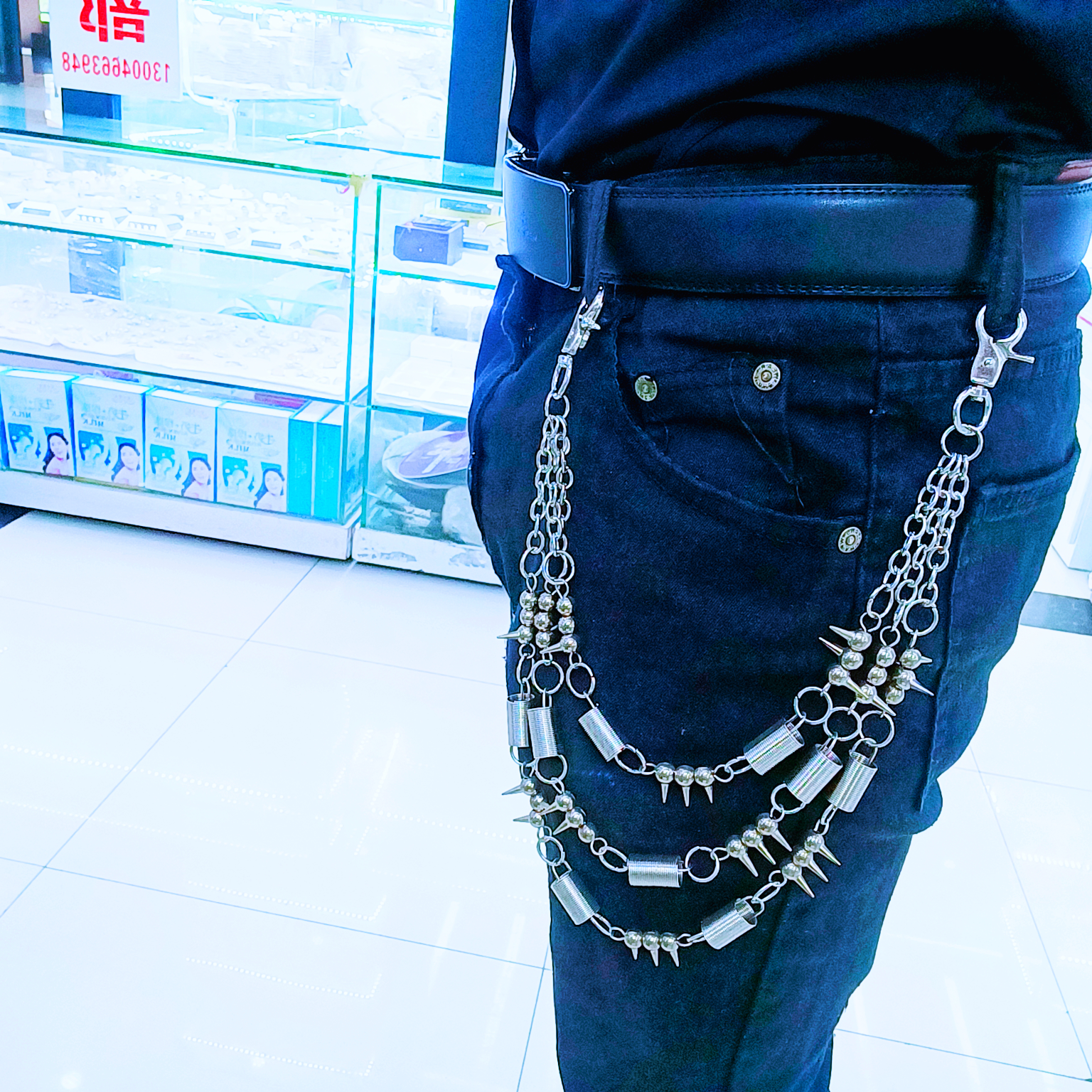 金属裤链嘻哈风格男女潮流