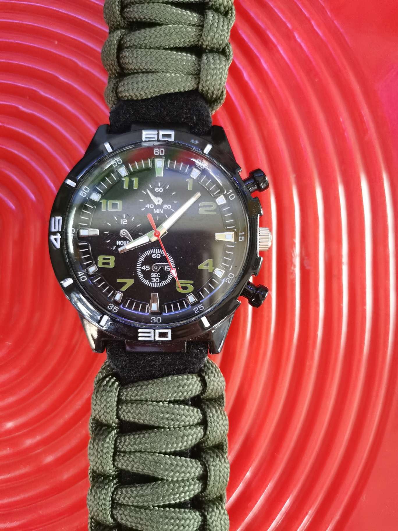 Compass woven strap quartz watch Specification image