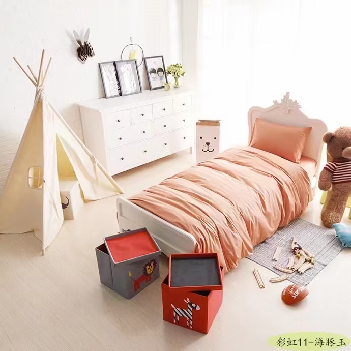 The Beginning Of The Semester Is Coming. Solid Color Rainbow Series Dormitory Bed Three Sets Of 100% Cotton Jet Cotton 40S Specifications details Picture