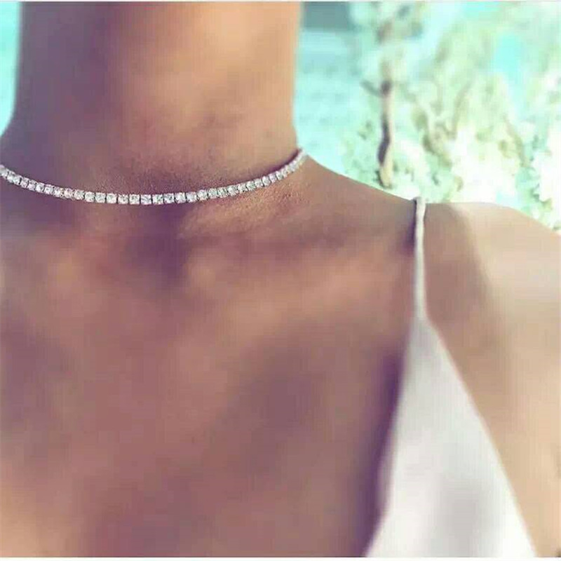 FLY1399 European and American jewelry INns net red bella hadid the same zircon flash drill choker collarbone chain necklace