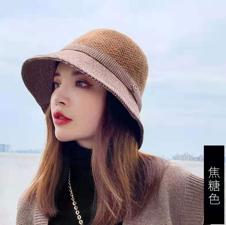 Sombrero de dinero doble sombrero completo de fábrica venta directa al por mayor sombrero de pescador versión coreana arco de moda versátil cute cara redonda otoño e invierno arte sombrero de lavabo