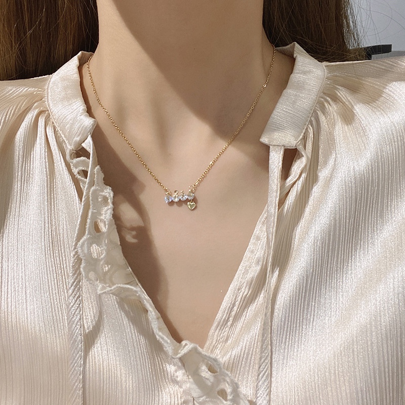 韩版新款潮设计感个性一生一世吊坠钛钢项链女超闪水晶锆石锁骨链