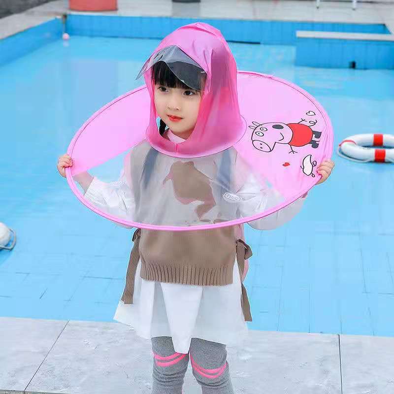 Little Yellow duck flying saucer cap, rainproof children's creative rain cap, Douyin flying saucer umbrella raincoat, fishing umbrella, baby raincoat details Picture
