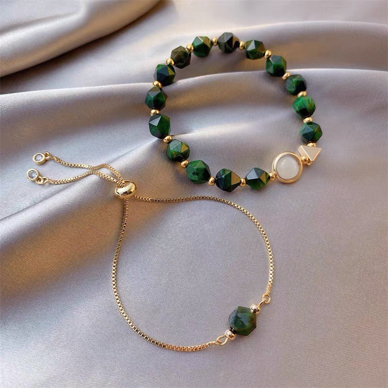 Simple turquoise bracelet women's crystal bracelet green crystal tide adjustable bracelet