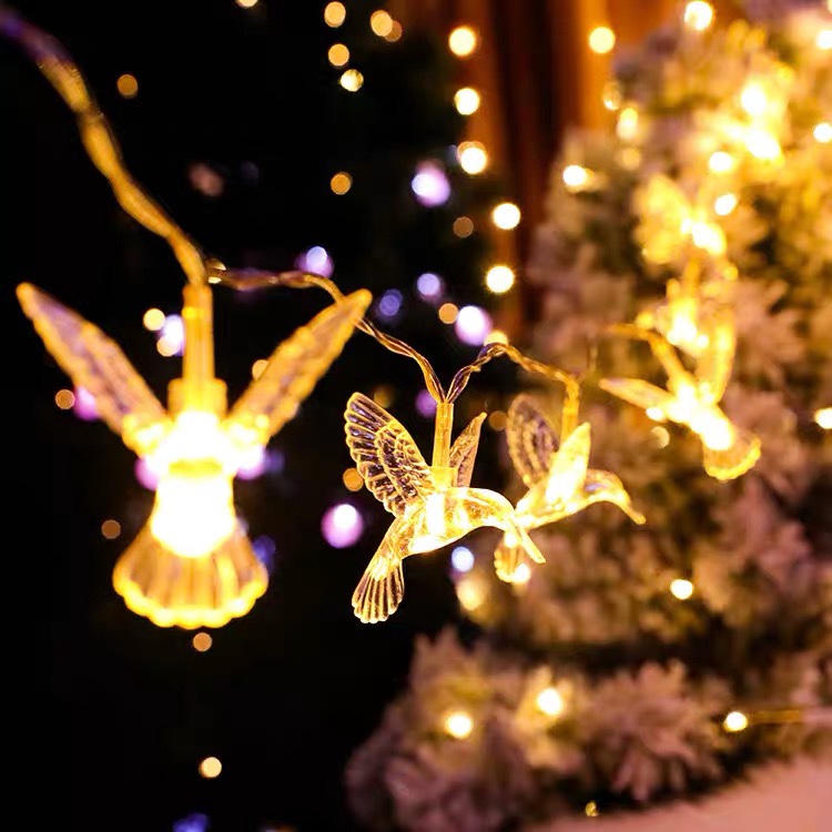 Bird bird light string Christmas holiday room bedroom outdoor decorative modeling light hummingbird pendant solar color light 3m 20 light warm white battery