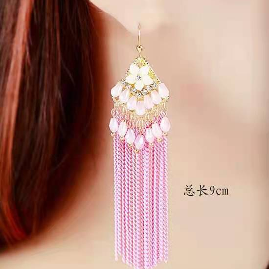2021 C24 fashion accessories Bohemian fringe earrings exaggerated European and American crystal earrings long thin