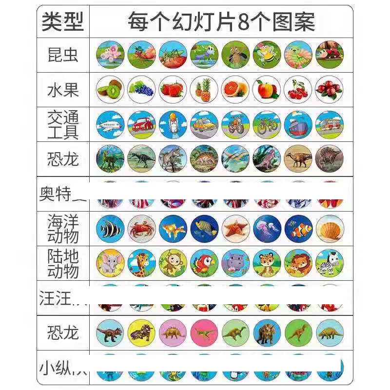 投影手电筒儿童早教识图恐龙动物图案投影幻灯片男孩发光玩具批发白底实物图