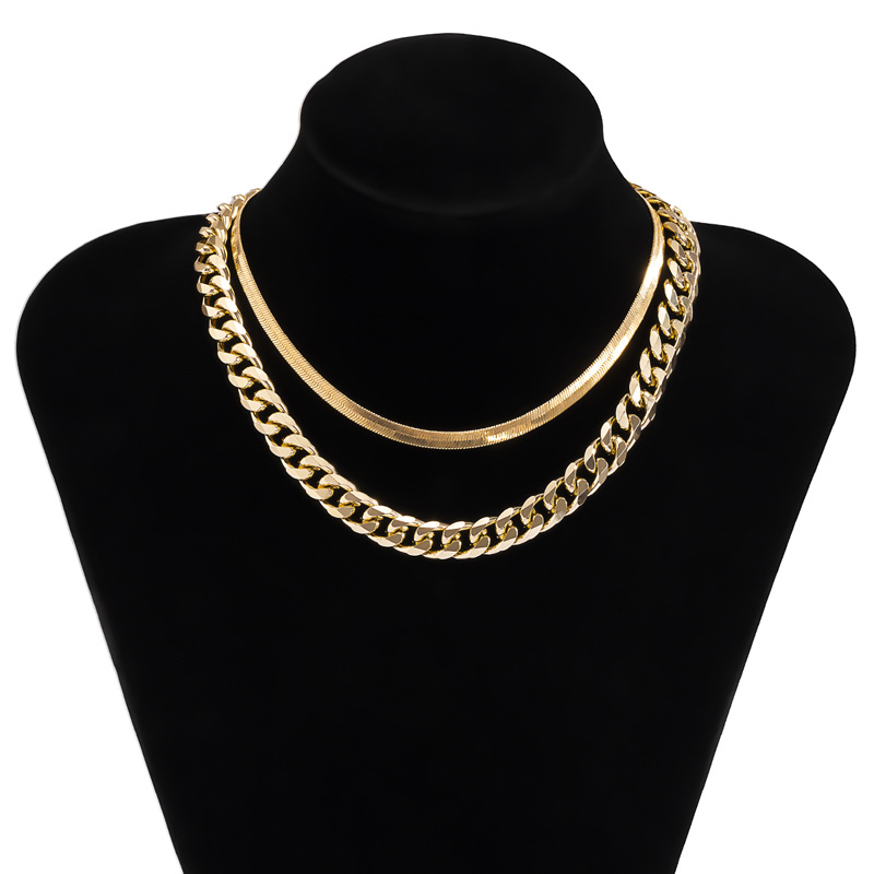 European and American multi-layer three-piece set, Cuban necklace, choker fashion design, street style women's clothing accessories detail image 7