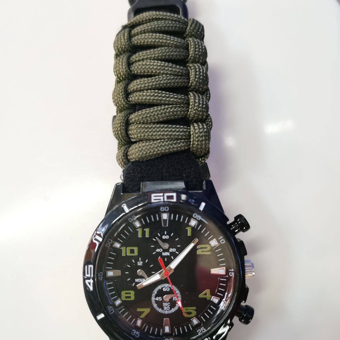 Compass woven strap quartz watch