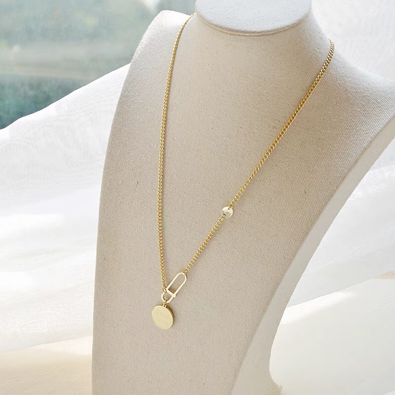 网红秋冬简约幸运金币毛衣链长款百搭项链捷亚钢饰