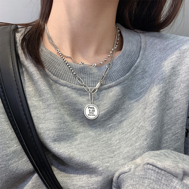 Titanium steel GOODLUCK necklace female niche design lucky network red high-grade smiley face necklace female girlfriends hand jewelry tide 81422